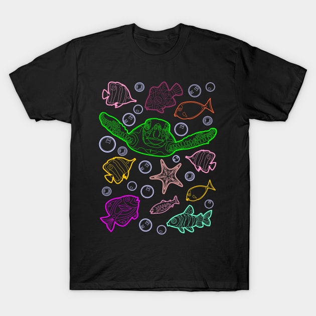 NIght Time Aquarium T-Shirt by evisionarts